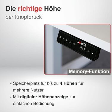 Електричний каркас столу з регулюванням висоти ergoEASY 100-160 см чорного кольору Каркас столу з регулюванням висоти, двигуном та функцією пам&39яті, білий