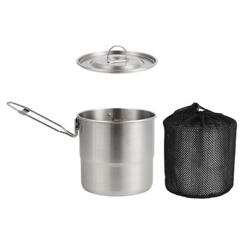 Легкі кемпінгові горщики з нержавіючої сталі для приготування їжі на свіжому повітрі, багатофункціональні для шукачів пригод та любителів активного відпочинку. Багатофункціональні кемпінгові горщики з ручкою.