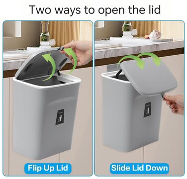 Відро для компосту для кухні, 9-літрове відро для сміття, на стільницю або під раковину, підвісне невелике відро для сміття з криш