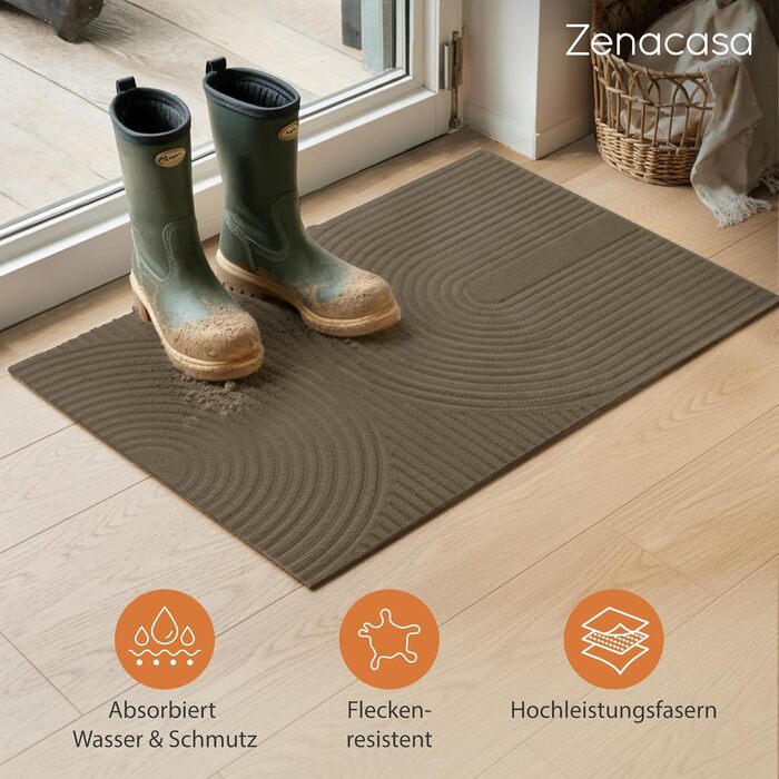 Килимок для прихожих для дому та вулиці 90x150 см - нековзний, вбирає вологу та можна прати в пральній машині - брудозахисний килимок та килимки, сертифіковані Oeko-Tex - килимок для прихожих для дому - коричневий 90 x 150 см
