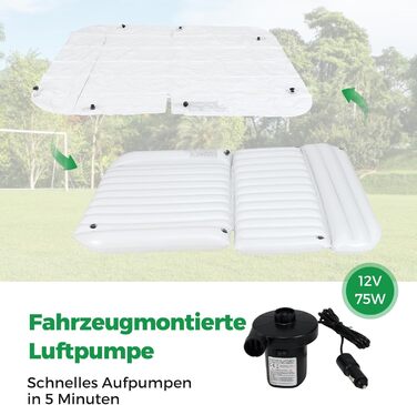 Автомобільний матрац COSTWAY, 190 x 130 см, надувний матрац для позашляховиків, двосторонній, надувний матрац з повітряним насосом та сумкою для перенесення, автомобільний матрац для багажника, кемпінгу, подорожей, активного відпочинку на природі (бежевий