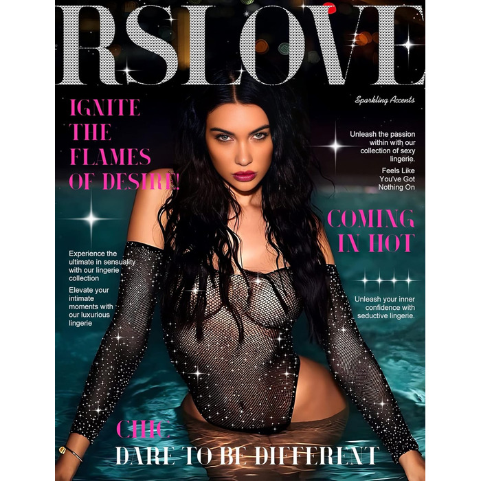 Жіночий боді RSLOVE в сітку з прикрасою зі страз, комбінезон, один розмір, чорний