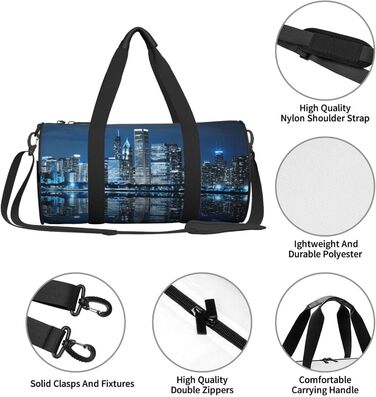 Спортивна сумка для подорожей, стильна міська сумка з нічним малюнком, сумка на нічліг, чорна, універсальний розмір