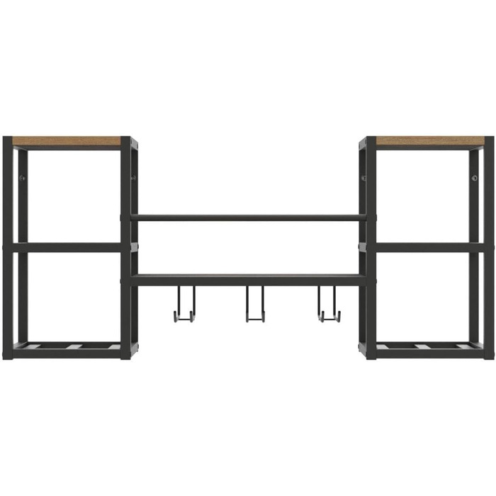 Настінна винна полиця VEDECASA промислового типу з 3 тримачами для парових келихів, часткова дерев&39яна полиця, чорний металевий тримач для пляшок, багатофункціональна винна вітрина для домашнього бару, їдальні, кухні, коричнева