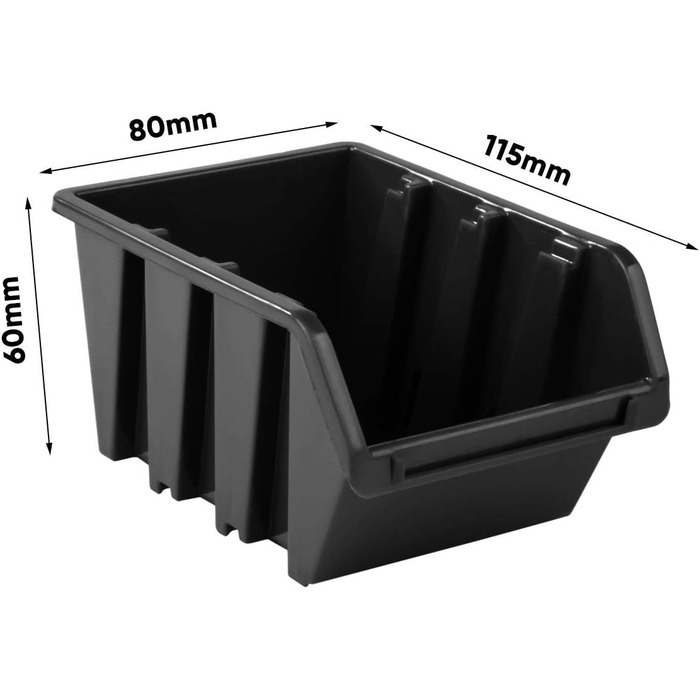 Штабелювані коробки для зберігання, настінна полиця 772 x 780 мм - система зберігання, контейнери для зберігання з відкритим фасадом, полиця для контейнерів - стінові панелі, 82 предмети, чорні коробки