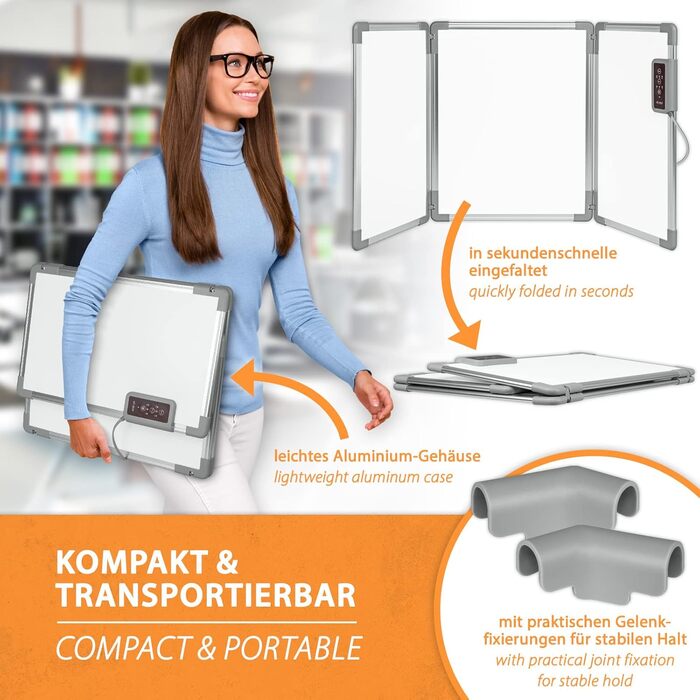 Складана алюмінієва нагрівальна панель Mi-Heat 53x108 см, інфрачервоний настільний обігрівач, 350 Вт, до 80C, нагрівальна стіна для офісу, домашнього офісу, робочого місця, касових апаратів, стійки реєстрації