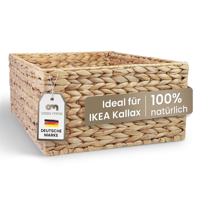 Кошик для зберігання Casa Mina 430x16 см 100 натуральний водяний гіацинт Декоративні кошики для зберігання для будь-якої кімнати Кошик для зберігання з міцним металевим каркасом, натуральний, розмір L