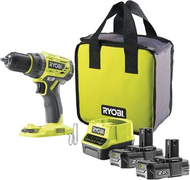 Дриль-шуруповерт One 18 В Li-Ion 2 x 2,0 Ач 13 мм 2 регулювання швидкості з сумкою для інструментів - R18DD7-220S