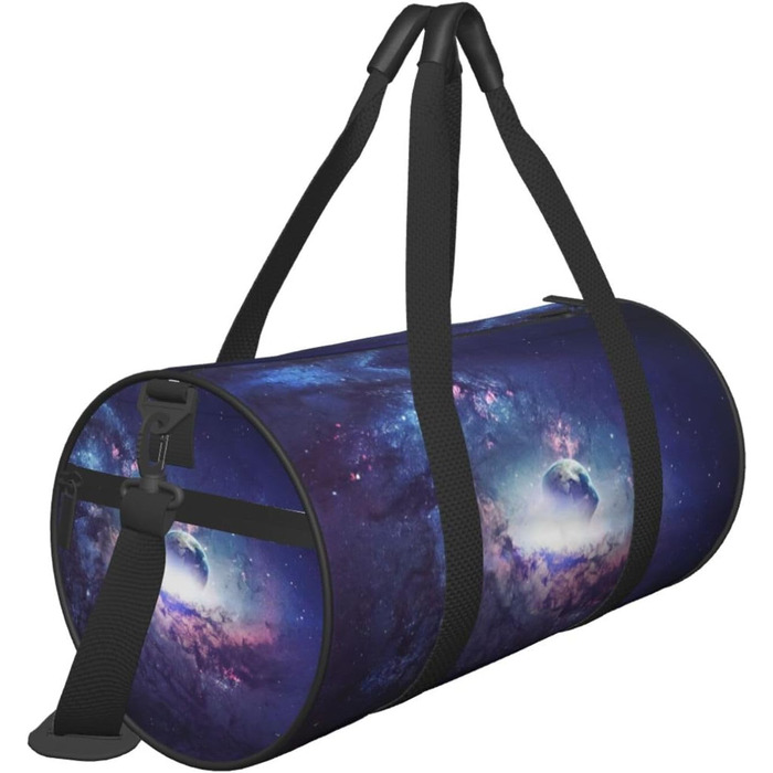 Спортивна сумка для подорожей, космічний принт Всесвіт, чорна, універсальний розмір