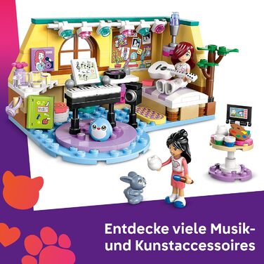 Кімната Пейслі LEGO Friends - Іграшка для рольових ігор - Подарунок для дівчаток віком від 6 років - Набір з 2 мініфігурками, фігуркою кролика та гітарою - Креативний ігровий набір для дітей 42647