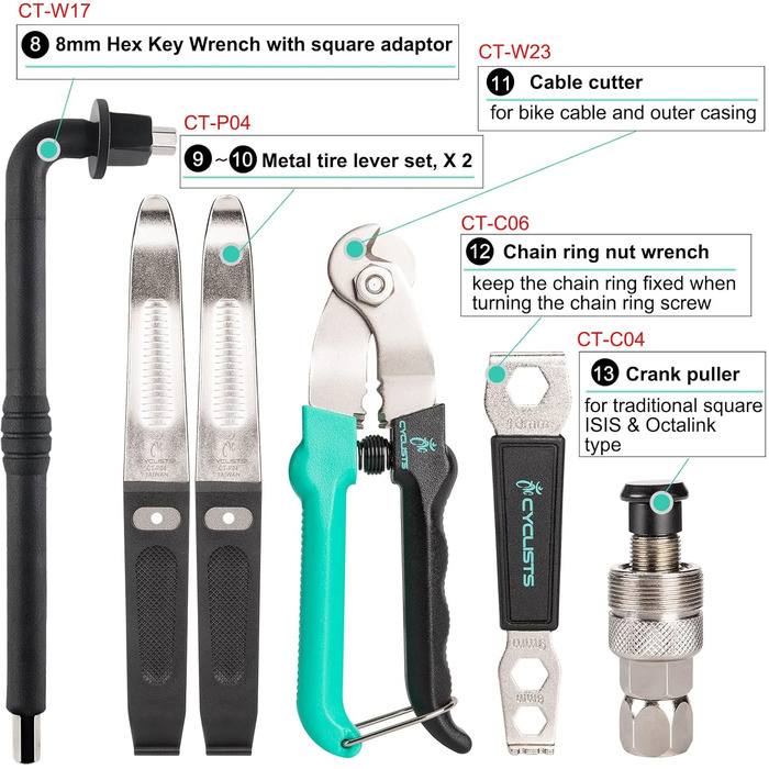 Набір велосипедних інструментів із 27 предметів для ремонту гірських/шосейних велосипедів з футляром для зберігання