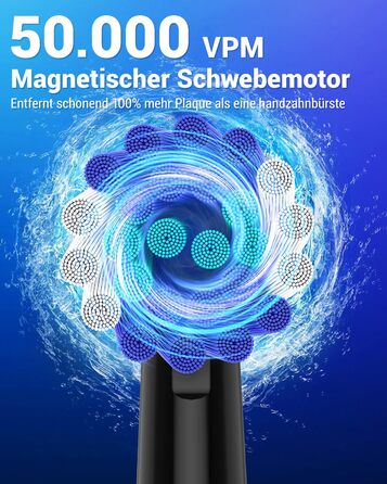 Обертова електрична зубна щітка для дорослих та дітей з 8 насадками, електрична зубна щітка з настінним тримачем та зарядною станцією, 5 режимів чищення та дорожній футляр, 60 днів роботи від акумулятора