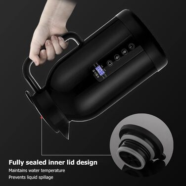 Портативна автомобільна кружка з підігрівом Topiky, чайник з нержавіючої сталі для електромобілів, 1300 мл ізольована, з підігріво