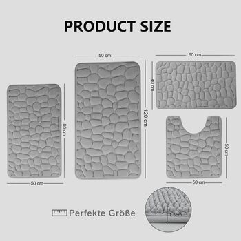 Комплект килимків для ванної, 4 предмети, нековзний, килимок для ванної, що прається, килимок для ванної з піни з ефектом пам&39яті, сірий килимок для ванної, килимок для ванної 50x80 см, 50x120 см, 50x50 см, 60x40 см