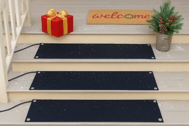 Підігрівані килимки для танення снігу, 25,4 x 76,2 см, електричні гумові килимки для вулиці зими, для видалення снігу та льоду, нековзні, підігрівані килимки для сходів, сходинок, доріжок, під&39їзної дороги