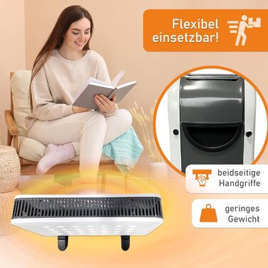 Портативний електричний обігрівач LEMODO - енергозберігаючий конвекторний обігрівач - електричний обігрівач з 2 рівнями потужності - безгазовий обігрівач - надійний електричний радіатор (1250 Вт / 2000 Вт) з таймером та функцією турбо