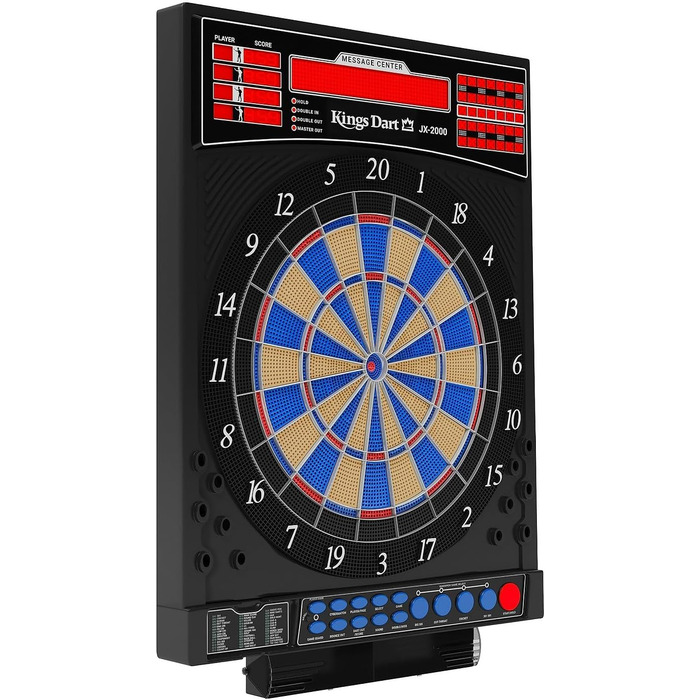 Електронна мішень для дартсу Kings Dart Professional Tournament JX-2000 Турнірна дошка, включаючи 24 дротики 41 гра, понад 200 варіацій гри Текст, що прокручується звук Надзвичайно тонкий павук, різнокольоровий