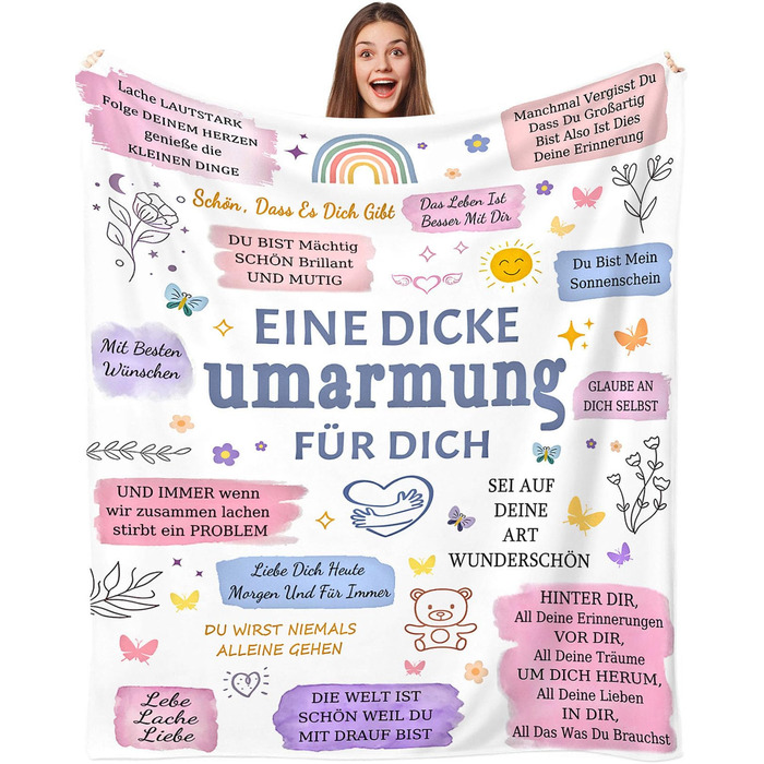 Подарунки для найкращої подруги/друзі, плед 150 x 200 см - Персоналізований плед для обіймів, подарунки на день народження для дівчини/дівчини, подарунок для дружби для жінки/сестри/колеги на Різдво 150x200 см