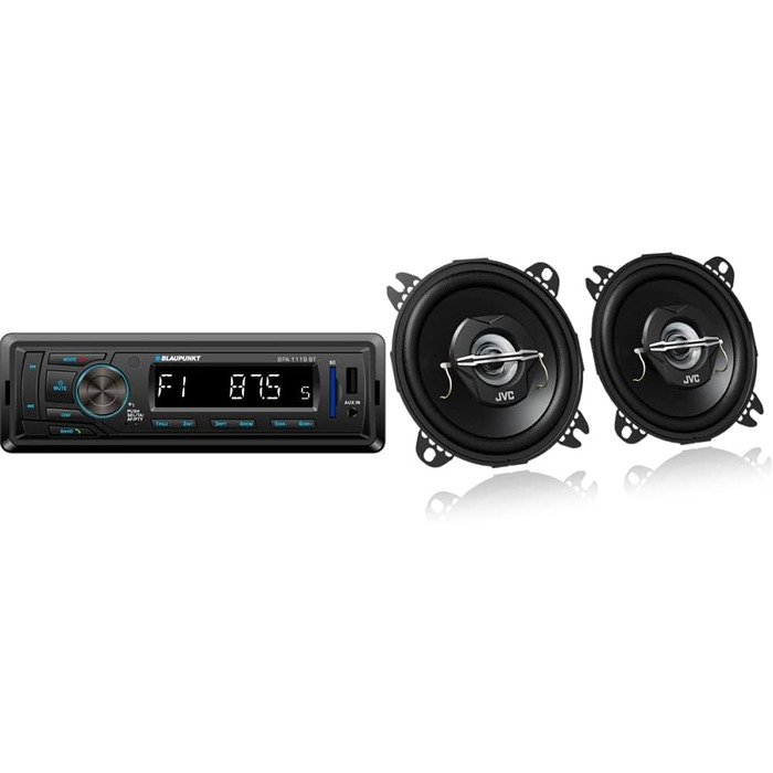 Автомобільна стереосистема Blaupunkt BPA1119BT, 1 DIN, Bluetooth, USB, чорний (комплект з 2-смуговим коаксіальним динаміком)