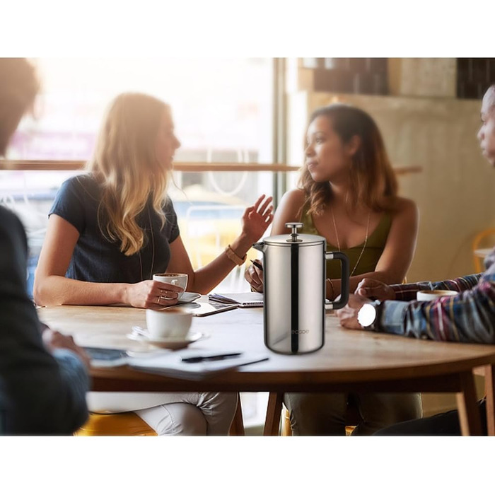 Кавоварка ecooe 1.5 л френч-прес з подвійними стінками 18/10 нержавіюча сталь без іржі з 3 фільтрами 1.5 л великої ємності