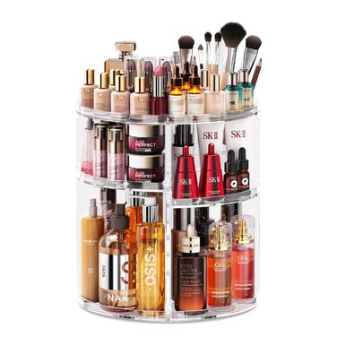Організатор для косметики Auxmir Make Up, поворотний на 360 зберігання, макіяж-органайзер для комода туалетного столика система зб