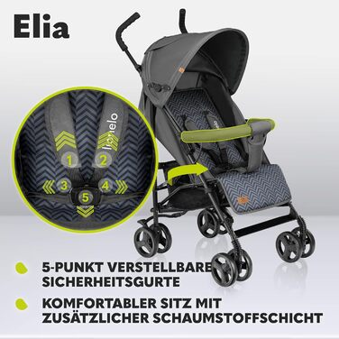 Маленька складна коляска до 15 кг, регулювання спинки та підніжки, гальмо на задніх колесах, москітна сітка, утеплювач для ніг, ко