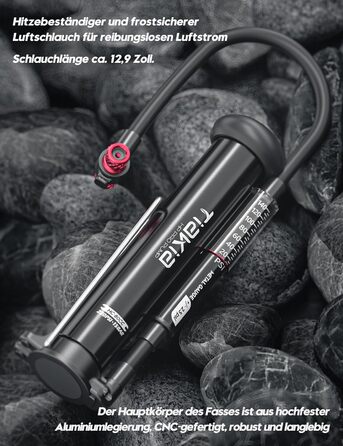 Велосипедний насос Tiakia з манометром, маленький велосипедний насос для всіх типів вентилів, алюмінієвий міні-насос для підлоги, портативний насос для шин для вентилів Schrader та Presta, для шосейних та гірських велосипедів, 220 PSI/15 BAR