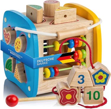 Усі деревяні кубики Kids United, розвиваюча іграшка, коробка для стекування, ігрова коробка для немовлят і малюків Дерев&39яна ігр