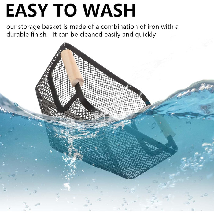 Дротяні кошики, 2 шт. металеві кошики, кошики для зберігання, кухонний кошик з дерев&39яними ручками, підвісний органайзер для фруктових кошиків, багатофункціональні сітчасті металеві кошики, полиці-кошики для кухні, комори, ванної кімнати, спальні