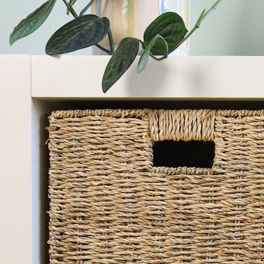 Кошик для зберігання HMF, підходить для полиці KALLAX, плетений кошик з морської трави з ручками Комплект з 4 шт. 32 x 34,5 x 32 см Натуральний, 4 шт. и