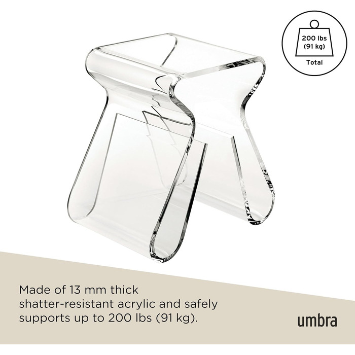 Акриловий журнальний столик Umbra Magino сучасний стілець із місцем для зберігання та полицею для журналів, прозорий універсальний журнальний столик для вітальні, спальні та офісу