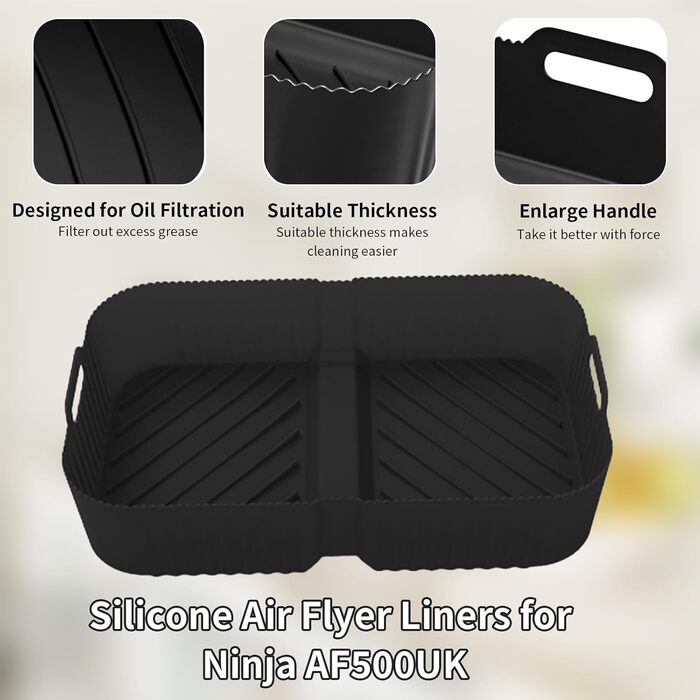 Аерофритюрниця Cathpetic Silicone Mold для Ninja Foodi Flexdrawer AF500EU.110.4L25.2L Ninja Af500 Silicone Mold Black, Ninja Foodi Flexdrawer Accessories Black-110.4L25.2L