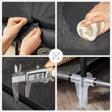 Шафа, Тканинна шафа, Складана вішалка для одягу з рейками для одягу, Вішалка для одягу, Місце для зберігання, Сумки, Взуття, Спальня, Гардеробна, 45 x 150 x 175 см, Чорний RYG12B Чорний 150 x 45 x 175 см