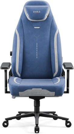 Ергономічне ігрове крісло Diablo з тканини, крісло X.Eye Prime для ПК з магнітним підголівником, ігрове крісло з функцією охолодження, ігрове крісло, ергономічне, міцне, з тканини, 140 кг, Meta Ocean