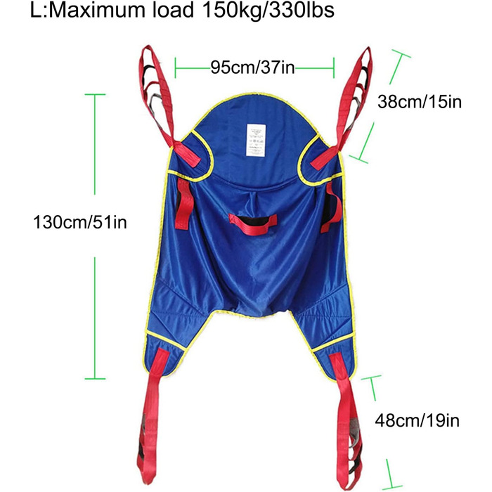 Підйомний ремінь для унітазу пацієнта для підйомного обладнання, розділений ремінь для ніг, багаторазова ковдра для перенесення всього тіла, для пацієнтів похилого віку, M(L)