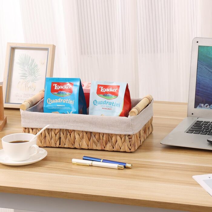 Плетені кошики для зберігання з ручками, комплект кошиків для ванної кімнати з 2 предметів з ротанга, плетені кошики з полицями ручної роботи, кошик для зберігання рушників та туалетного паперу, водяний гіацинт