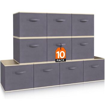 Коробка для зберігання речей Lifewit Fabric Storage Box, складні куби для зберігання об&39ємом 18 л, органайзери з нетканого матеріалу з ручкою для полиць-кубів, вставка для полиць, 10 шт. , 26,5 x 26,5 x 28 см, сірий