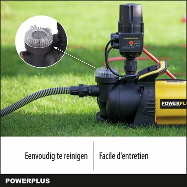 Потужний електричний водяний насос POWER plus POWXG9561-600 Вт, тискний насос, максимальна температура води 35C, продуктивність 3000 л/год, садовий насос, самовсмоктуючий насос, занурювальний насос, для дому та саду