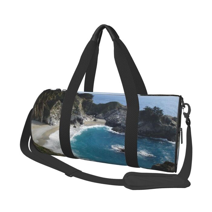 Спортивна сумка, дорожня сумка, пляжна сумка з принтом Водоспад, сумка на нічліг, чорна, універсальний розмір