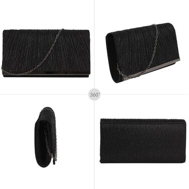 Чорний клатч з блискітками та знімним ланцюжком для вечірки, весілля, балу або урочистого заходу 06152