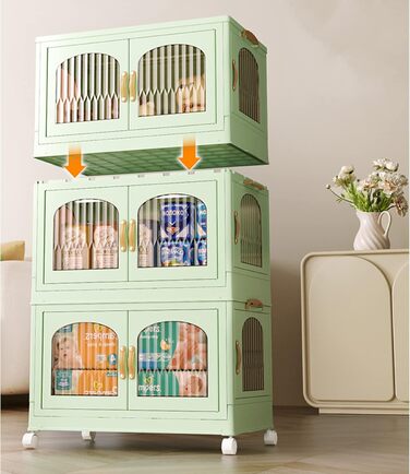 Кухонна шафа RMAN, кухонний буфет, сервант, шафа для зберігання з 3 дверима, великий простір для зберігання, 98 * 55 * 32,5 см, для кухні, вітальні, їдальні, зелений B-green