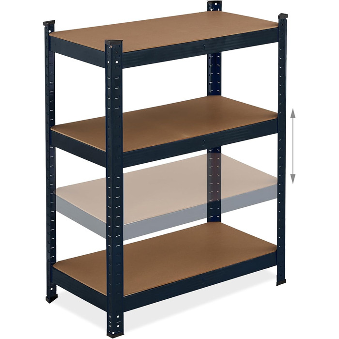 Полиця для зберігання Relaxdays для важких умов експлуатації, 5 ярусів, ВШХ 180 x 100 x 40 см, до 500 кг, сталь, чорна