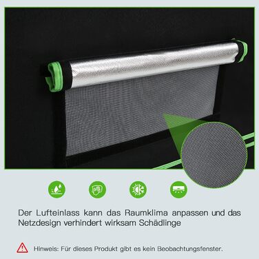 Гроубокс Growzelt 100x100x200 см, щільний та водонепроникний, 600D Oxford. Прозора теплиця для вирощування вдома з оглядовим вікном.