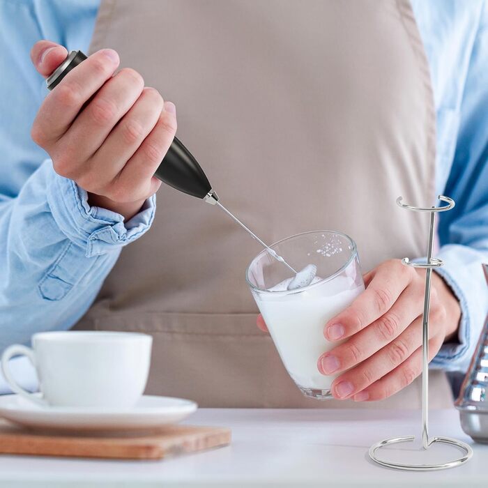 Піноутворювач для молока POWSAF, електричний піноутворювач для молока з підставкою, паличка для піноутворення молока, 13000 об/хв,