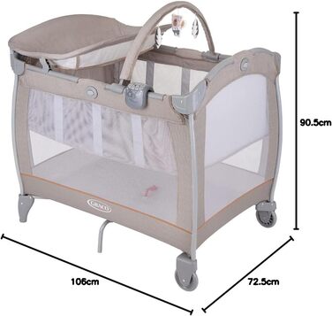 Дорожнє ліжечко Graco Contour Electra з колискою, легке, з музикою, вібрацією, нічником, компактним складанням та сумкою для перенесення, підходить від народження приблизно до 3 років, Little Adventures Fashion Beige