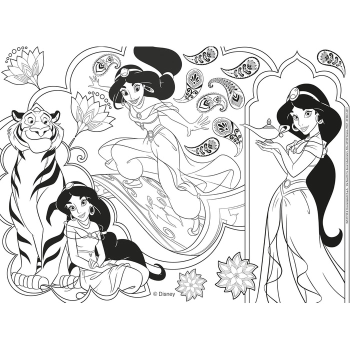 Пазли для дітей від 3 років - 4 х 48 елементів - 2 в 1 двосторонні зі спинкою для розфарбовування - Принцеси Діснея - Зроблено в І