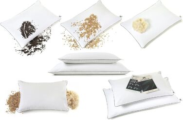 Подушка зі спельти 40x80 см, ортопедична подушка для підтримки шиї від болю в шиї, подушка для сну на боці, чохол 100 бавовна, подушка для шиї з наповнювачем з лушпиння спельти для спокійного сну, 40 x 80 см