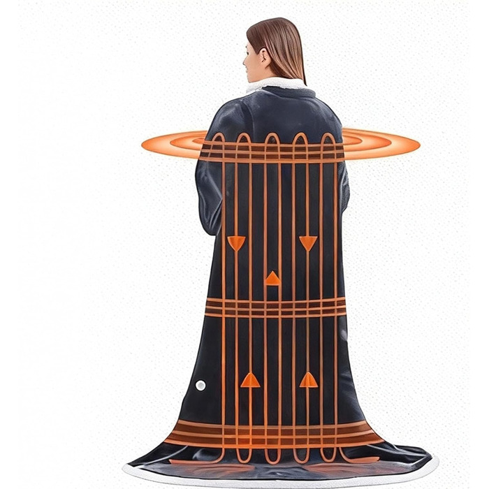 Підігріта ковдра, портативна підігріта ковдра з рукавами та кишенею для ніг з 6 регульованими налаштуваннями температури, автоматичним вимкненням через 2-10 годин, швидким розігрівом, ідеально підходить як подарунок для родини та