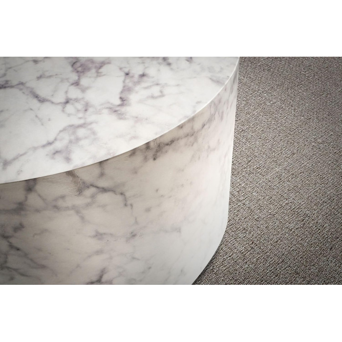 Кавовий столик FineBuy MONOBLOC 60x60x30 см, круглий дизайнерський стіл для вітальні, сучасний білий диванний столик