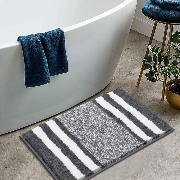 Килимок для ванної кімнати Pauwer 50 x 80 см, килимок для ванної, що миється, нековзний, м&39який абсорбуючий килимок для ванної з мікрофібри, килимок для душу для вітальні, спальні, ванної кімнати, темно-сірий 50 x 80 см